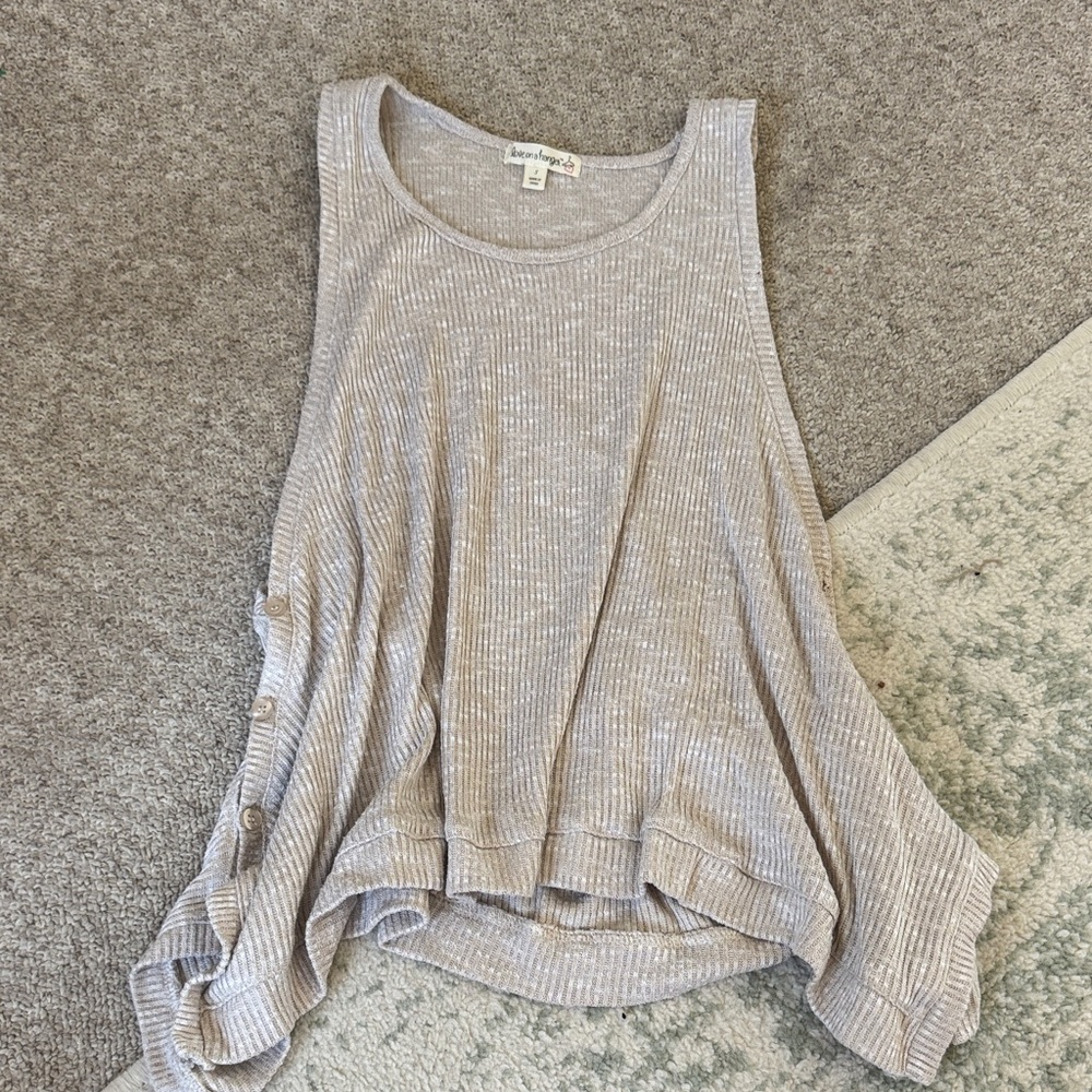 Flowy Cream Ribbed Tank